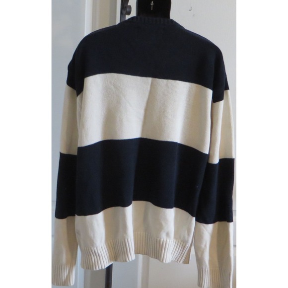 Mens Nautica Jeans Co Blue Cream Sweater 100% Cotton Striped Size XXL 2XL - Picture 2 of 3